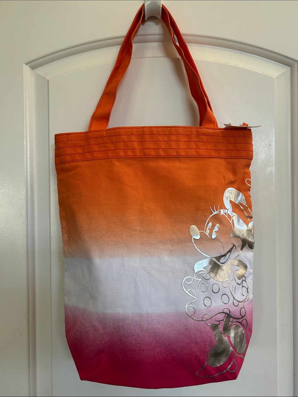 Ombre Orange-Pink Tote with Minnie Mouse Metallic Accent